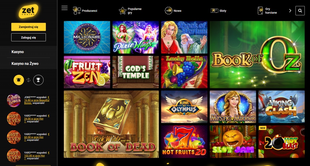 Tak wygląda strona internetowa Zet Casino